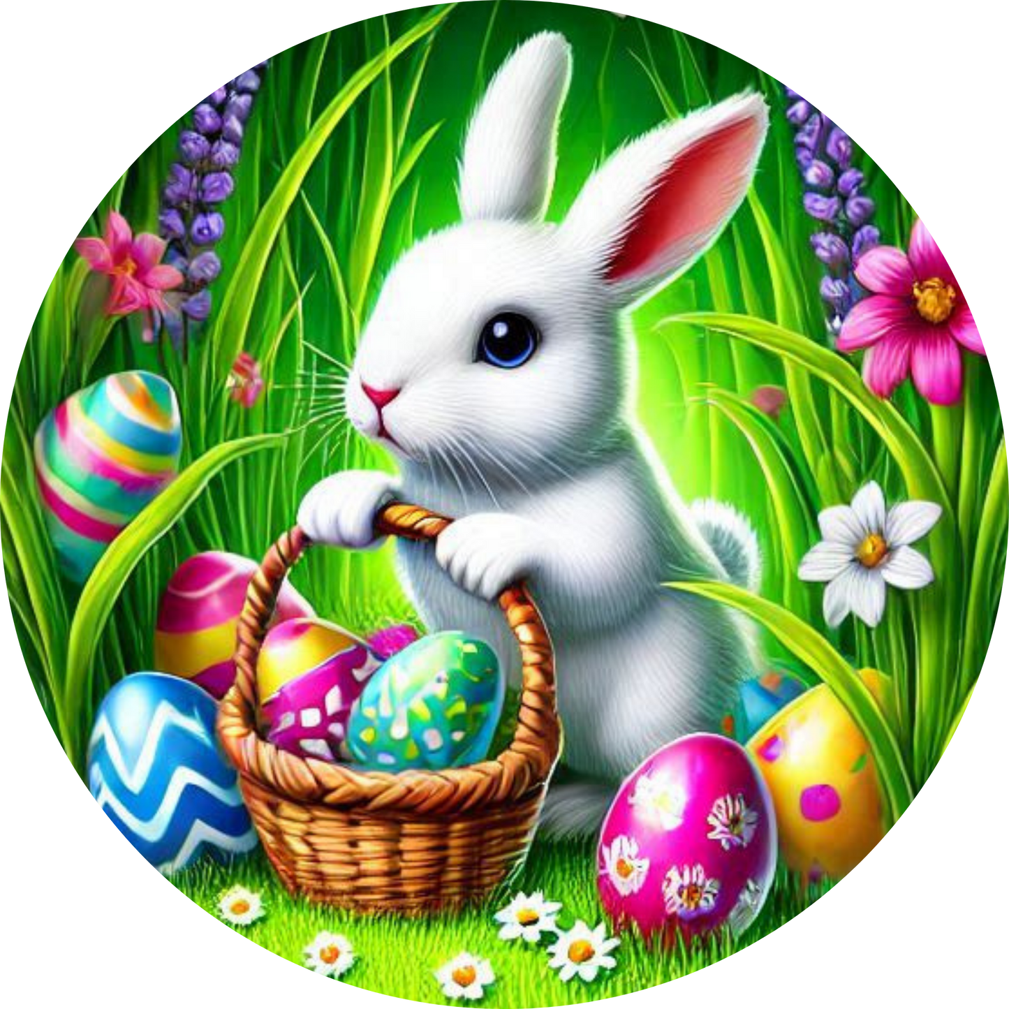 Bunny with Basket of Eggs Car Coaster