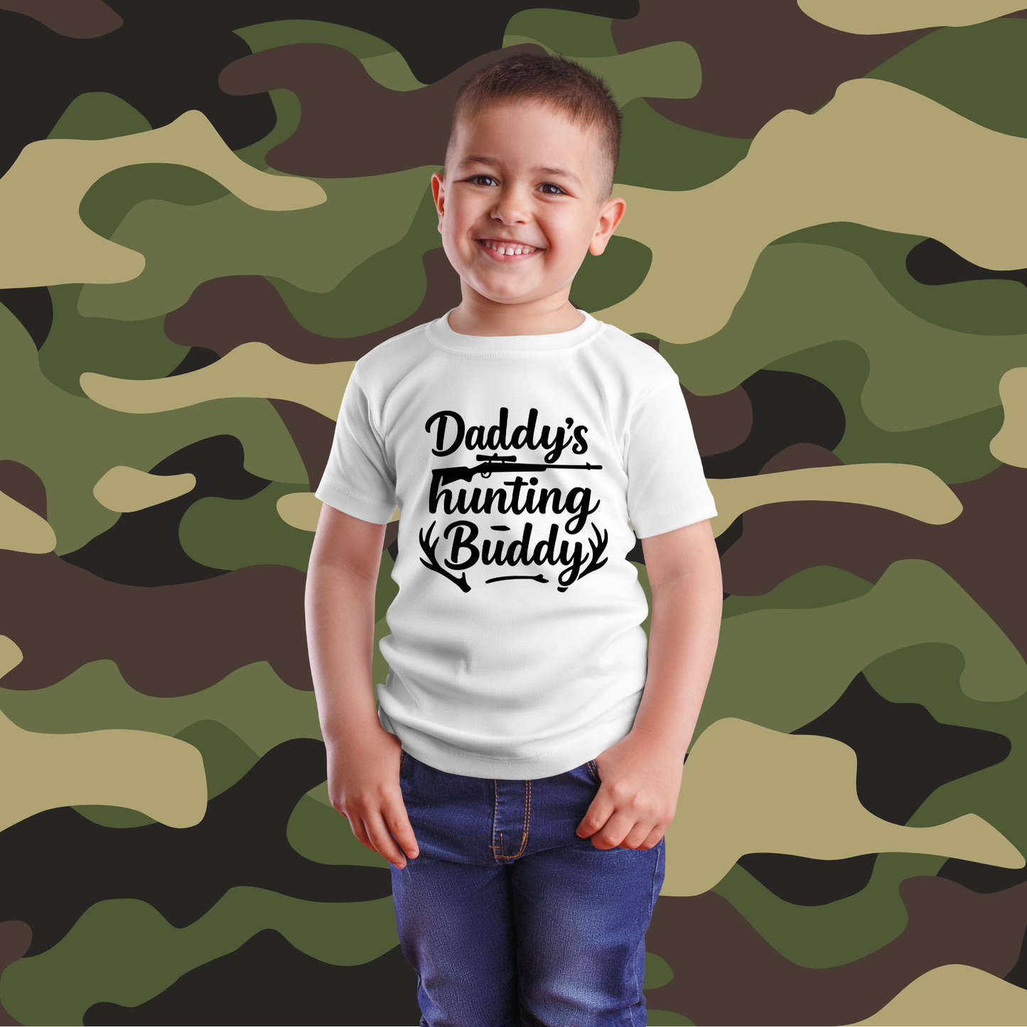 Child - Daddy's Hunting Buddy - Rifle and Antlers