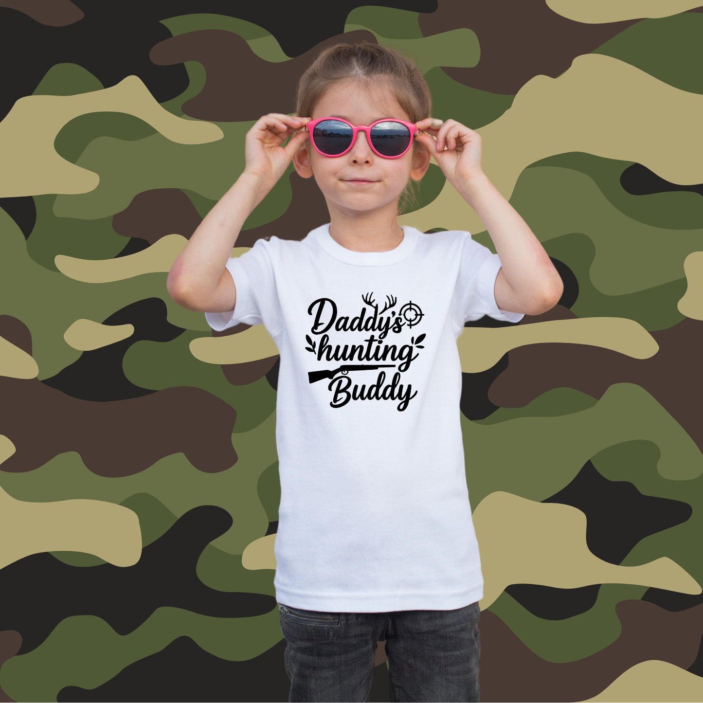 Child - Daddy's Hunting Buddy - Antlers, Site, and Rifle