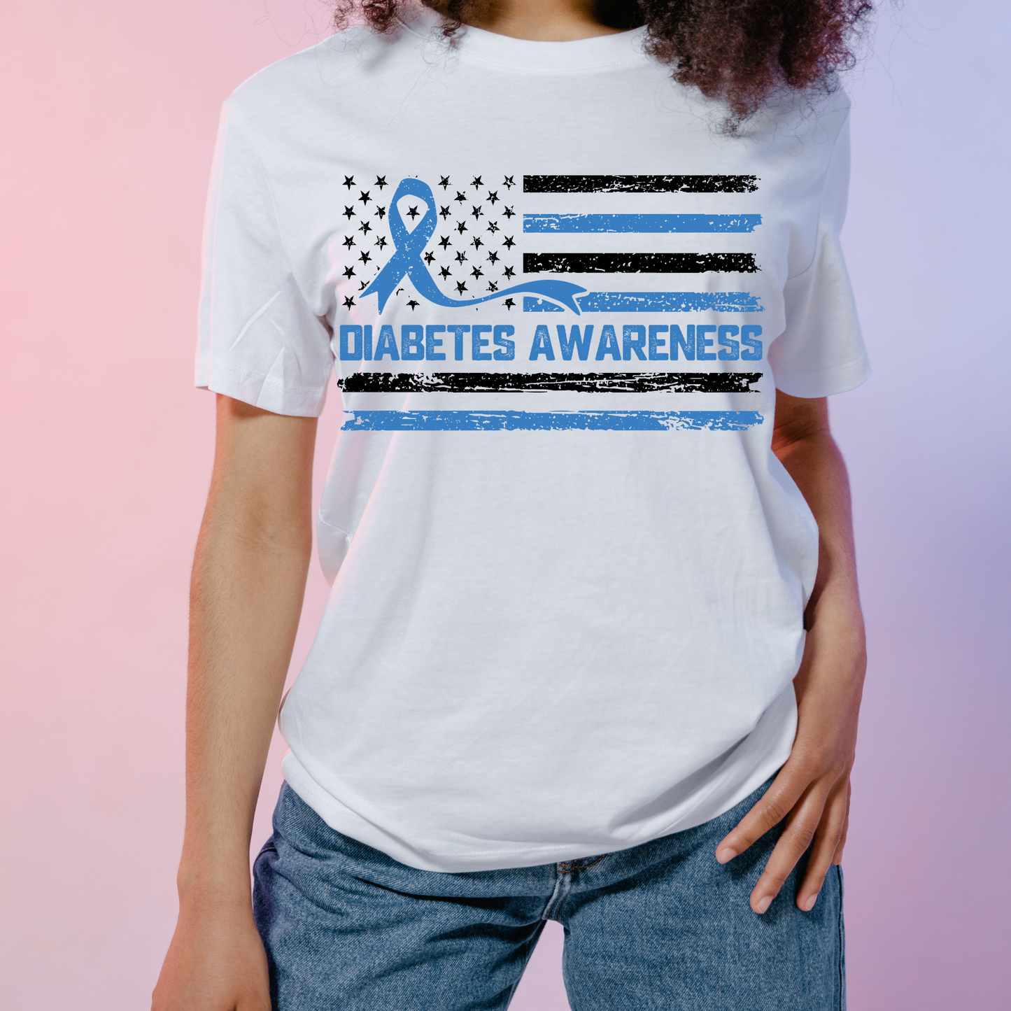Diabetes Flag with Ribbon