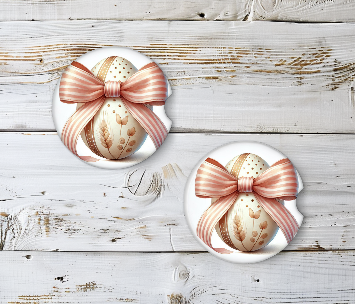 Elegant Pink Bow Egg Car Coaster