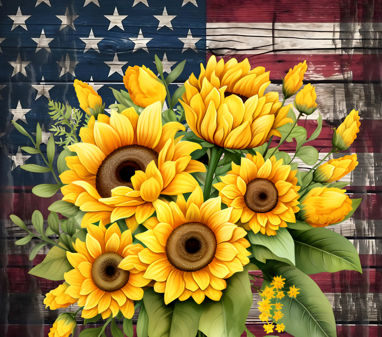Flag and Sunflowers 20 oz. Tumbler