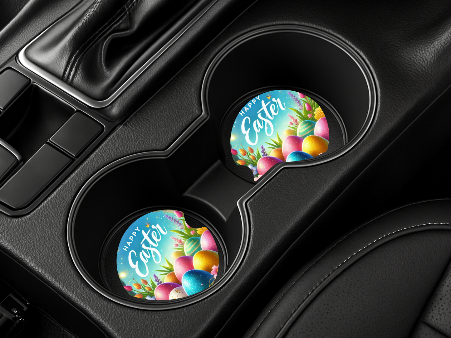 Happy Easter with Eggs Car Coaster