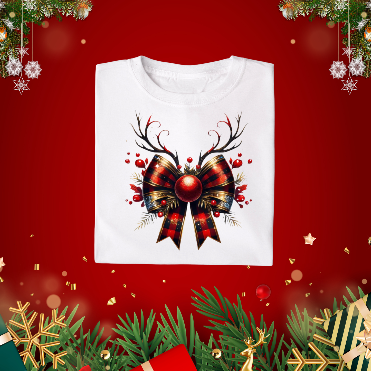 Red and Bronze Reindeer Bow