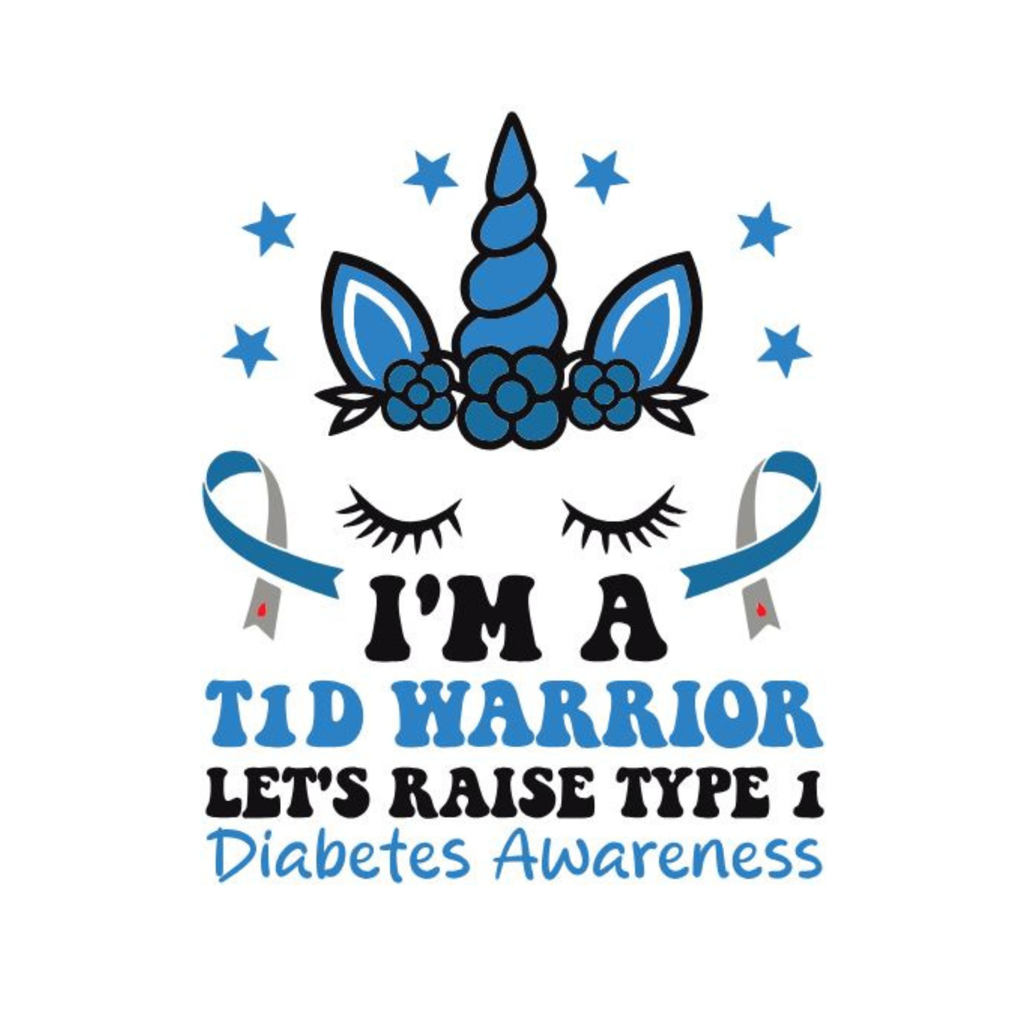 5x7 - Diabetes Awareness T1D Warrior Unicorn Decal