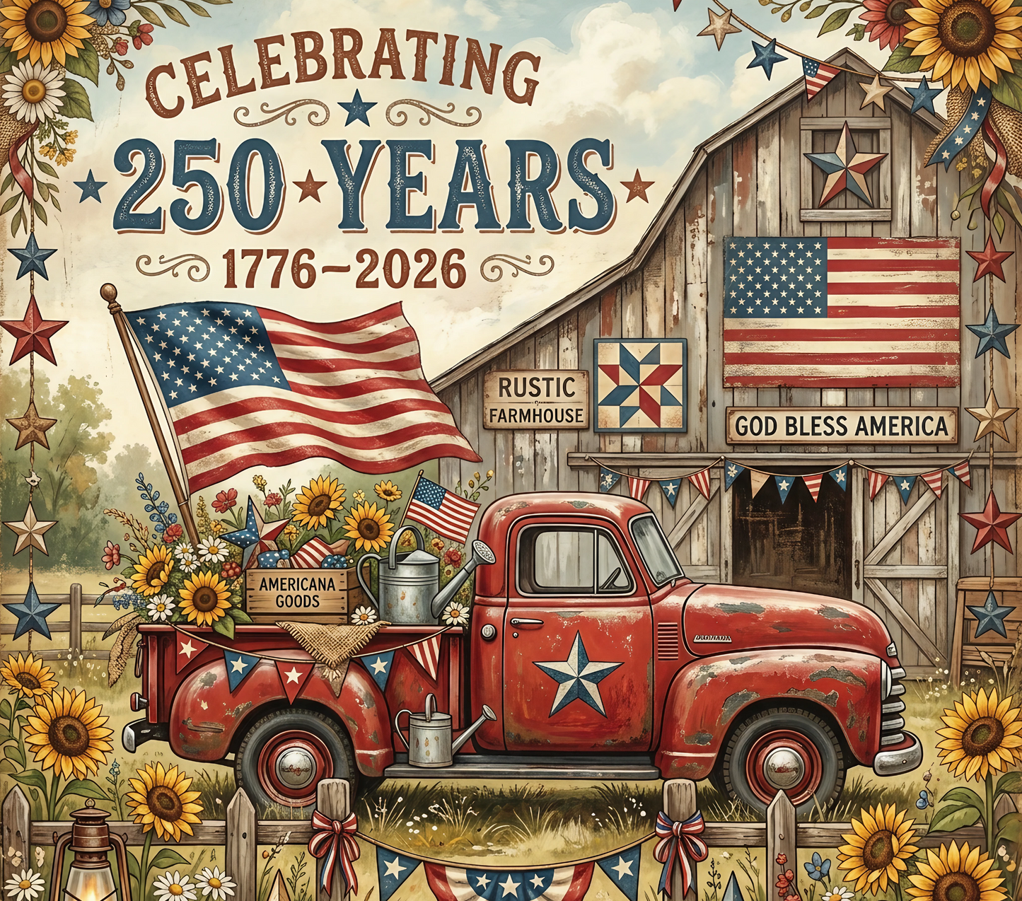 250th Anniversary Red Truck and Barn Tumbler