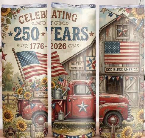 250th Anniversary Red Truck and Barn Tumbler