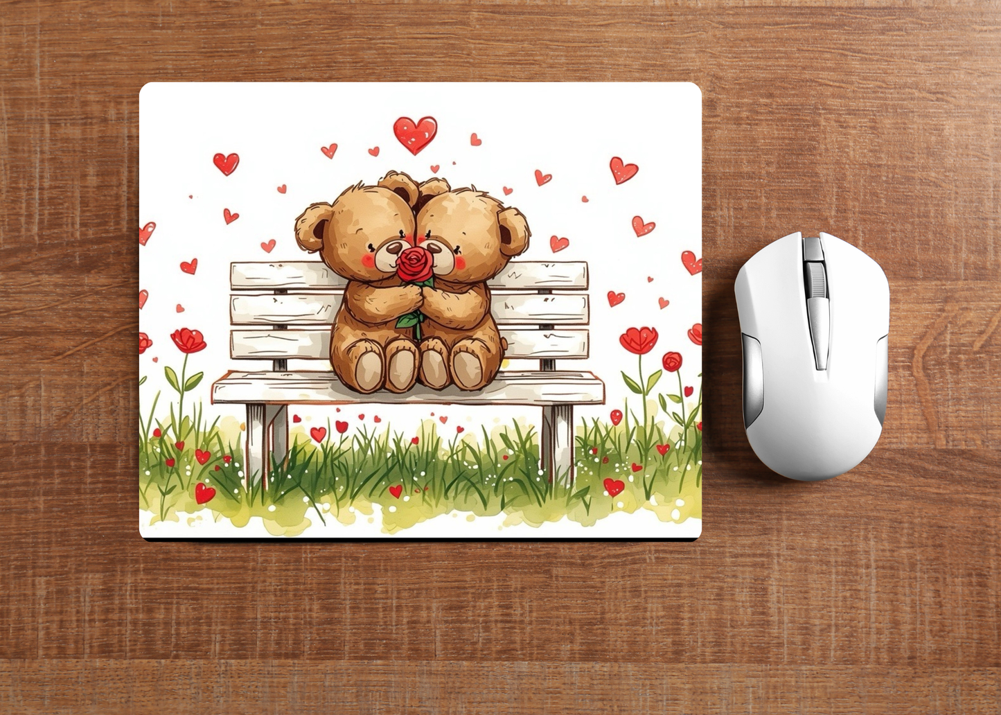 2 Bears and a Rose Mousepad