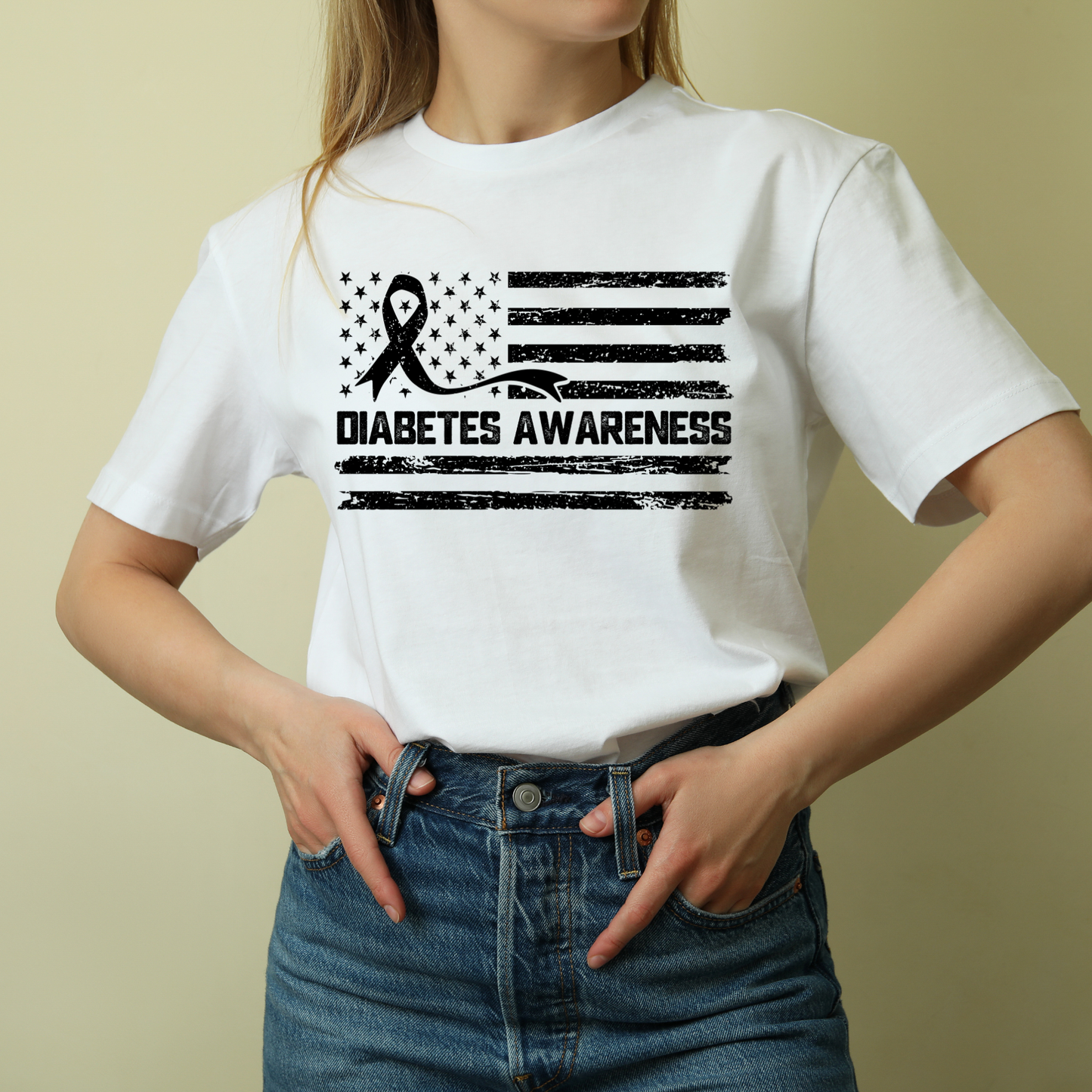 Diabetes Flag with Ribbon