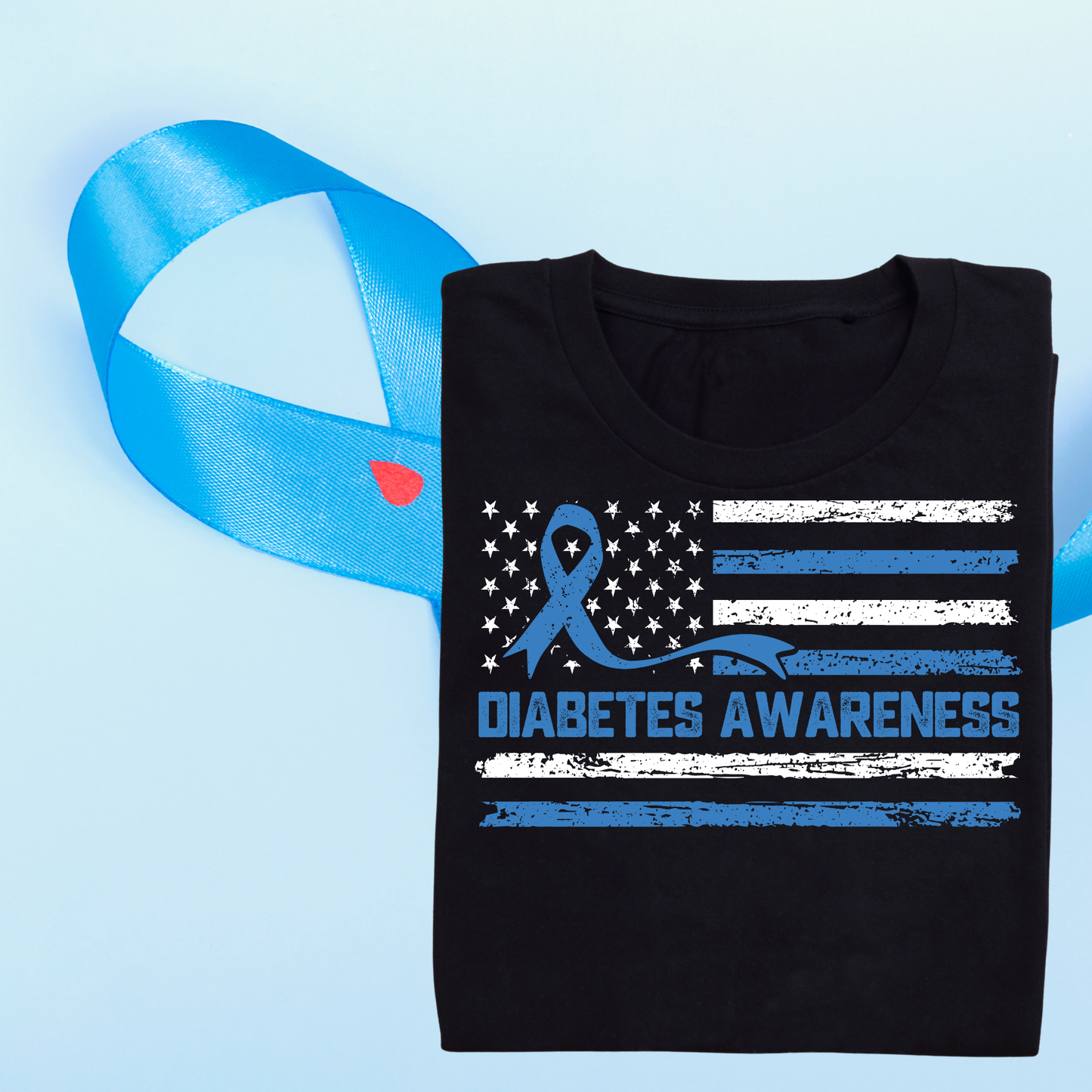 Diabetes Flag with Ribbon