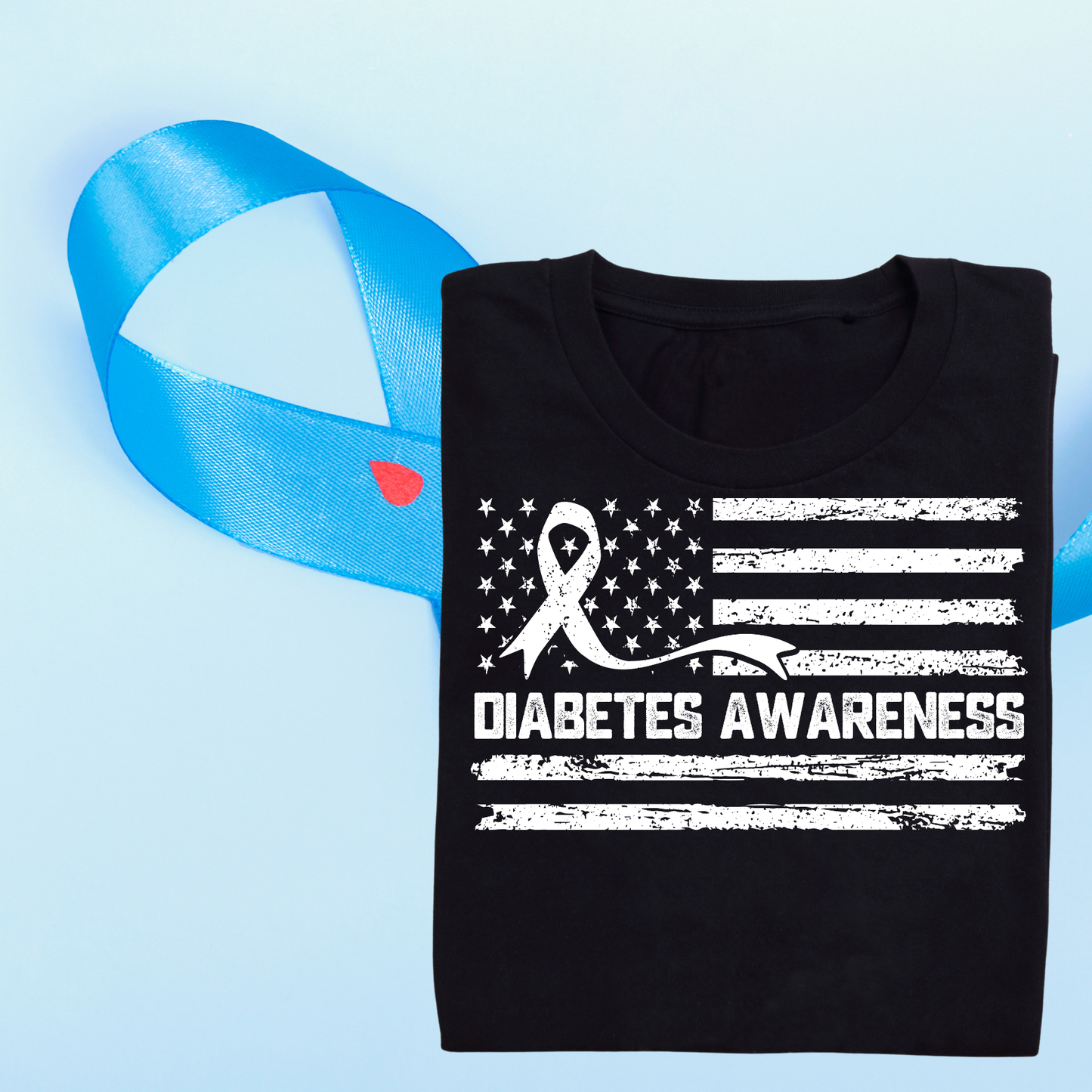 Diabetes Flag with Ribbon