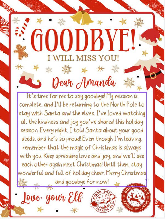 Customizable Elf Departure Letter
