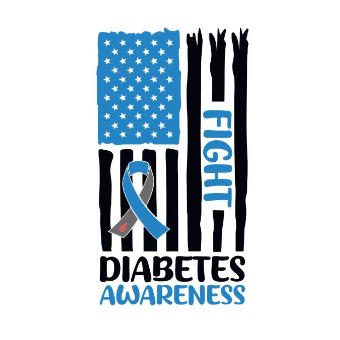 5x7 - Diabetes Awareness Fight Flag Decal