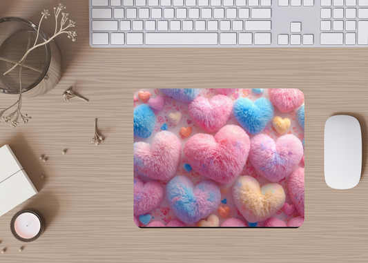 Fuzzy Hearts Mousepad
