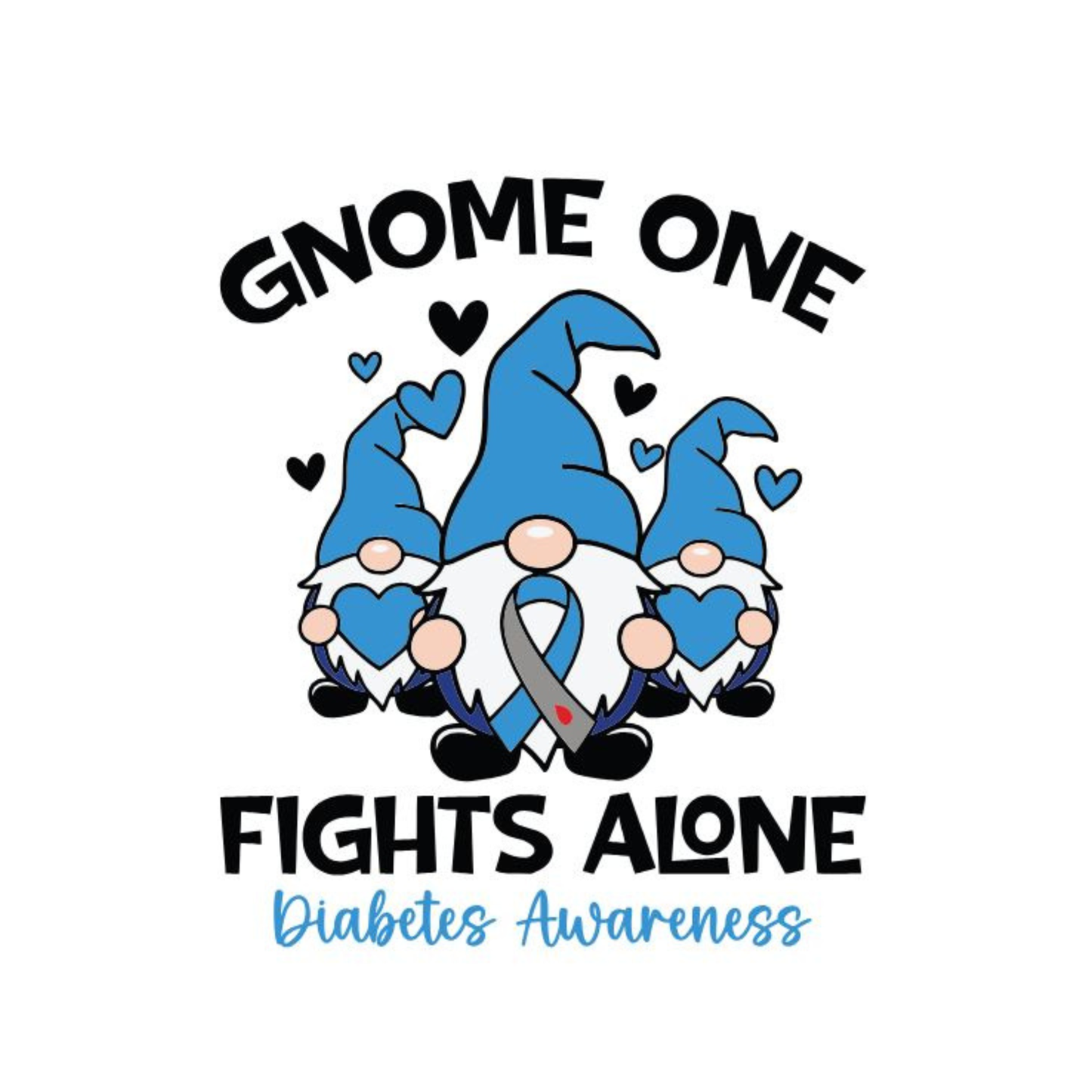 5x7 - Diabetes Awareness Gnome One Fights Alone Decal