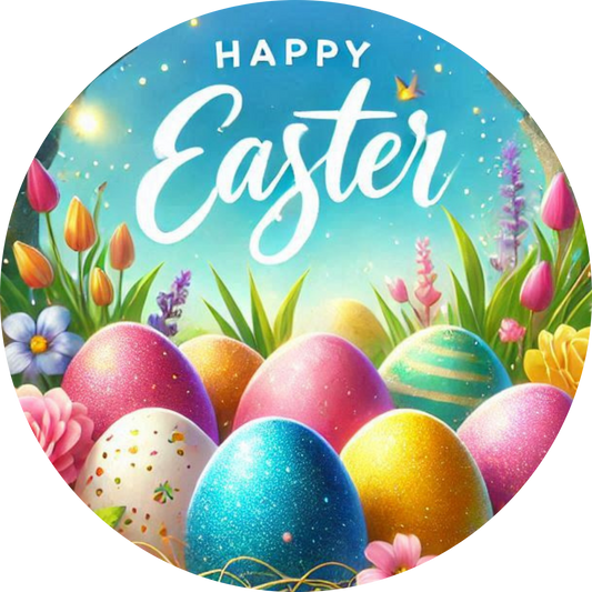 Happy Easter with Eggs Car Coaster