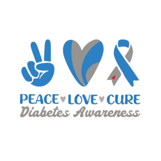 5x7 - Diabetes Awareness Peace Love Cure Decal