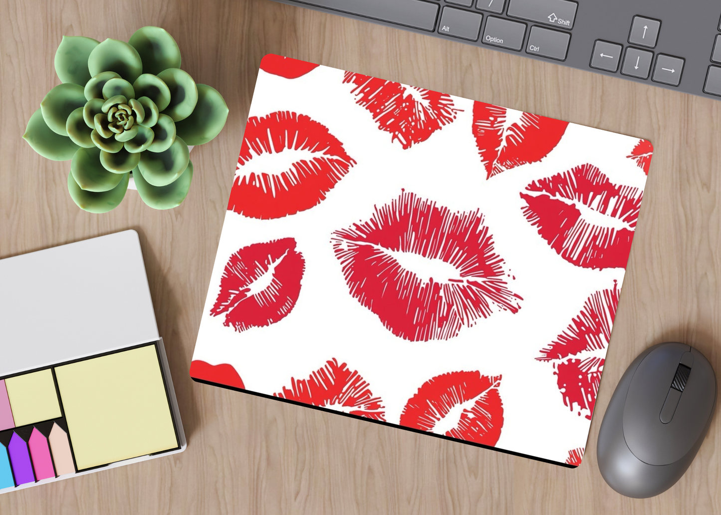 Red and White Lips Mousepad