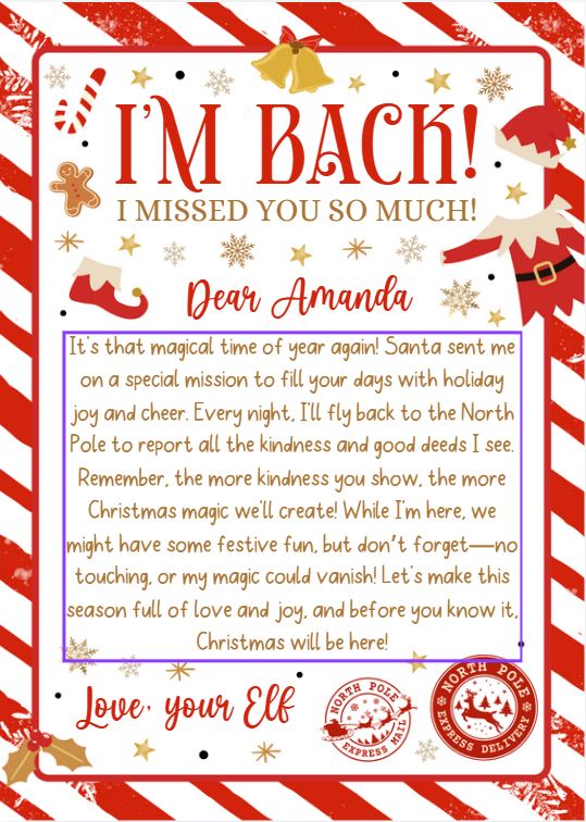 Customizable Returning Elf Letter