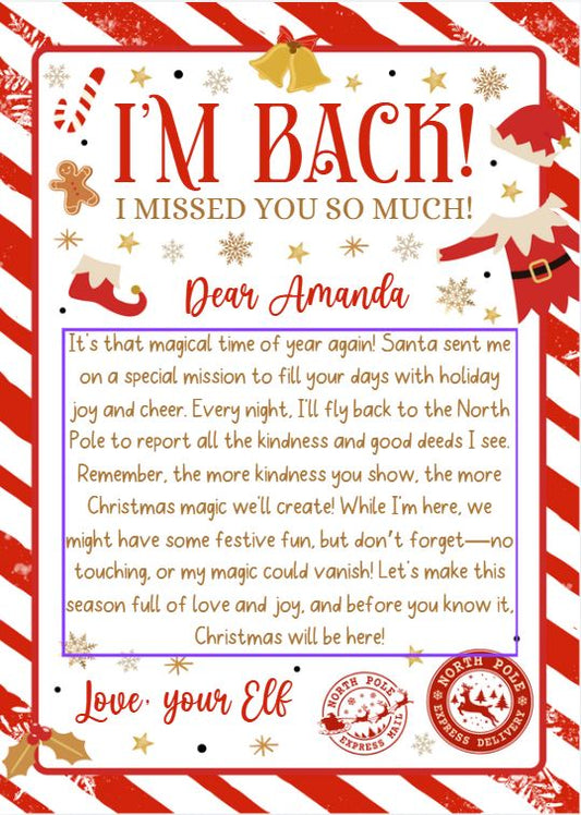 Customizable Returning Elf Letter